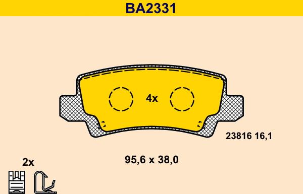 Barum BA2331 - Kit de plaquettes de frein, frein à disque cwaw.fr