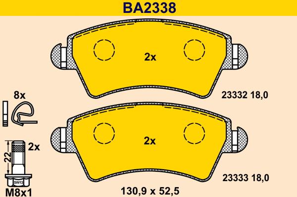 Barum BA2338 - Kit de plaquettes de frein, frein à disque cwaw.fr