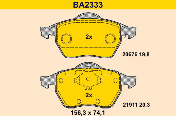 Barum BA2333 - Kit de plaquettes de frein, frein à disque cwaw.fr