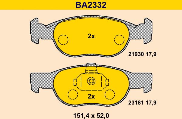 Barum BA2332 - Kit de plaquettes de frein, frein à disque cwaw.fr