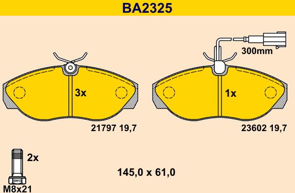 Barum BA2325 - Kit de plaquettes de frein, frein à disque cwaw.fr