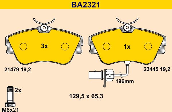 Barum BA2321 - Kit de plaquettes de frein, frein à disque cwaw.fr