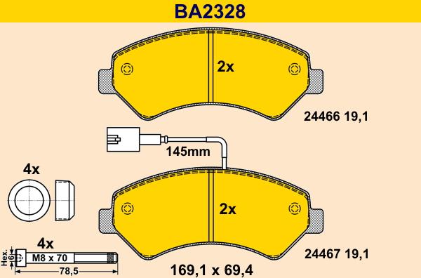 Barum BA2328 - Kit de plaquettes de frein, frein à disque cwaw.fr