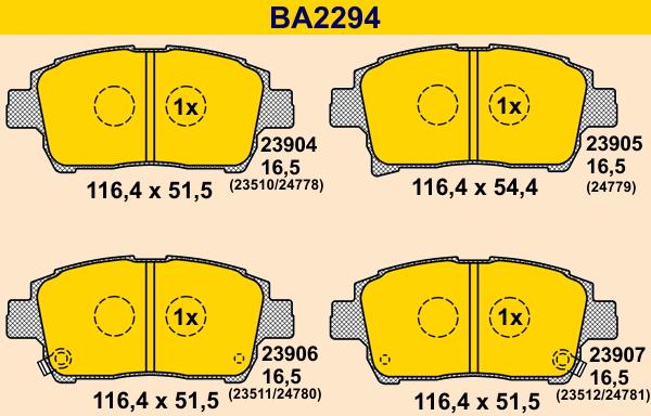 Barum BA2294 - Kit de plaquettes de frein, frein à disque cwaw.fr