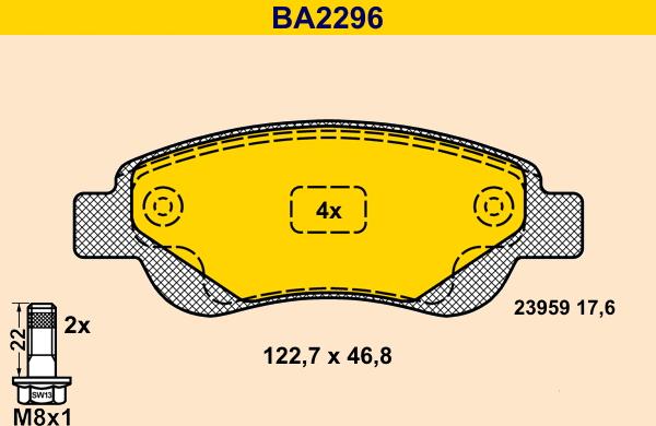 Barum BA2296 - Kit de plaquettes de frein, frein à disque cwaw.fr