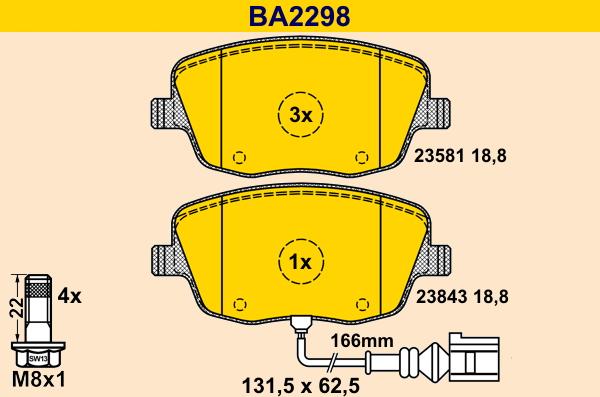 Barum BA2298 - Kit de plaquettes de frein, frein à disque cwaw.fr