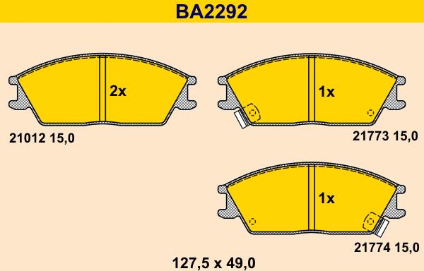 Barum BA2292 - Kit de plaquettes de frein, frein à disque cwaw.fr