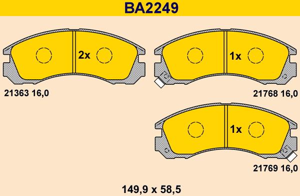 Barum BA2249 - Kit de plaquettes de frein, frein à disque cwaw.fr