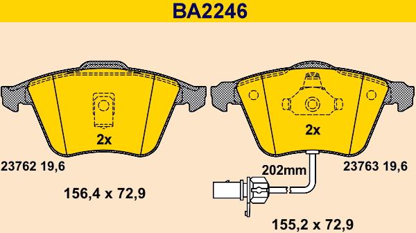 Barum BA2246 - Kit de plaquettes de frein, frein à disque cwaw.fr