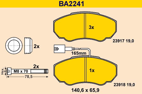 Barum BA2241 - Kit de plaquettes de frein, frein à disque cwaw.fr