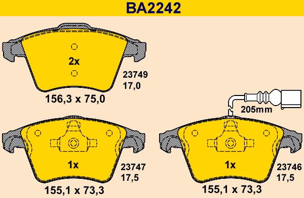 Barum BA2242 - Kit de plaquettes de frein, frein à disque cwaw.fr