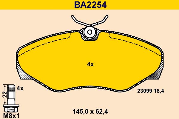 Barum BA2254 - Kit de plaquettes de frein, frein à disque cwaw.fr