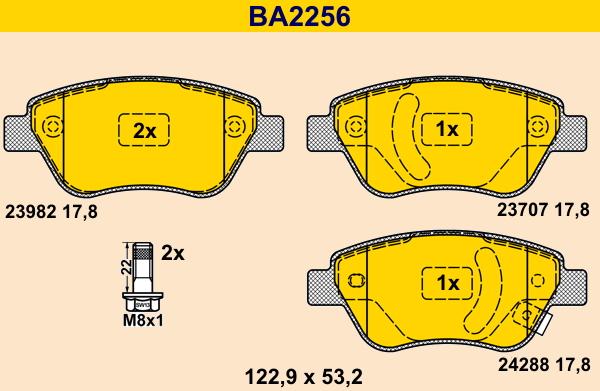 Barum BA2256 - Kit de plaquettes de frein, frein à disque cwaw.fr