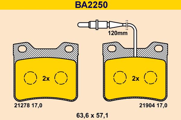 Barum BA2250 - Kit de plaquettes de frein, frein à disque cwaw.fr