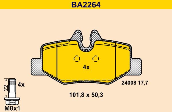 Barum BA2264 - Kit de plaquettes de frein, frein à disque cwaw.fr