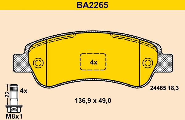 Barum BA2265 - Kit de plaquettes de frein, frein à disque cwaw.fr