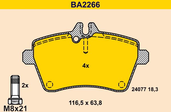 Barum BA2266 - Kit de plaquettes de frein, frein à disque cwaw.fr