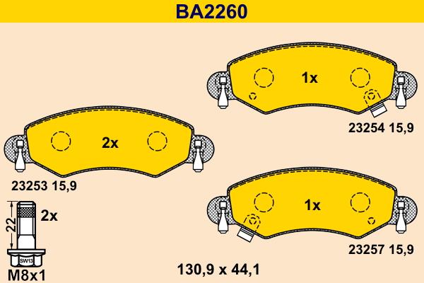 Barum BA2260 - Kit de plaquettes de frein, frein à disque cwaw.fr