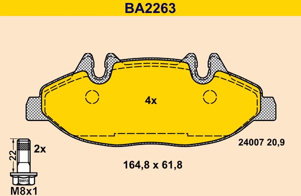 Barum BA2263 - Kit de plaquettes de frein, frein à disque cwaw.fr