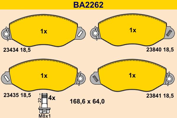 Barum BA2262 - Kit de plaquettes de frein, frein à disque cwaw.fr