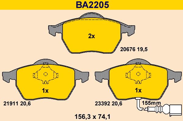 Barum BA2205 - Kit de plaquettes de frein, frein à disque cwaw.fr