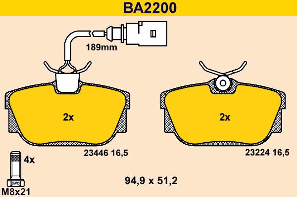 Barum BA2200 - Kit de plaquettes de frein, frein à disque cwaw.fr