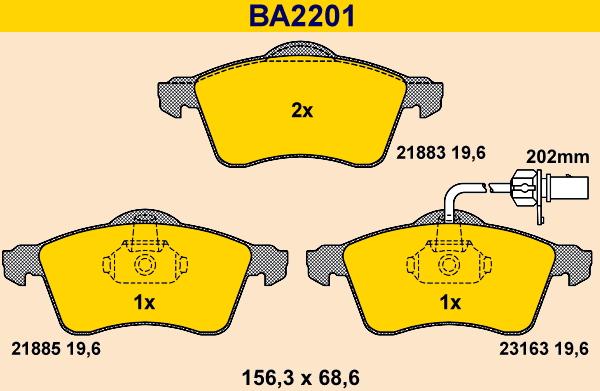 Barum BA2201 - Kit de plaquettes de frein, frein à disque cwaw.fr