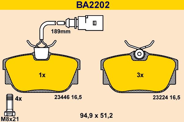 Barum BA2202 - Kit de plaquettes de frein, frein à disque cwaw.fr