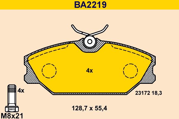 Barum BA2219 - Kit de plaquettes de frein, frein à disque cwaw.fr