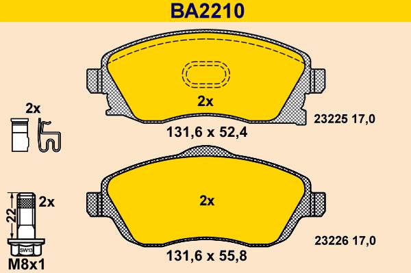 Barum BA2210 - Kit de plaquettes de frein, frein à disque cwaw.fr