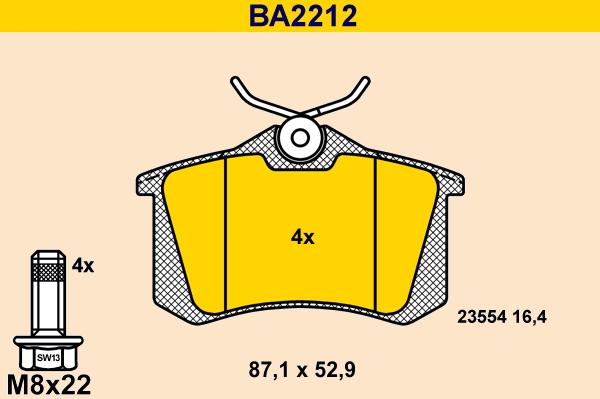 Barum BA2212 - Kit de plaquettes de frein, frein à disque cwaw.fr