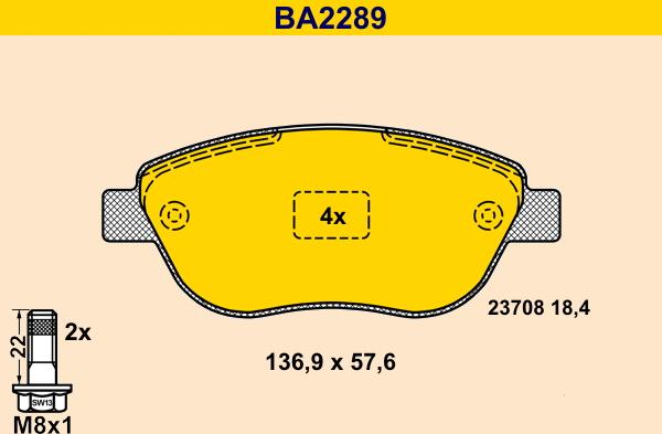 Barum BA2289 - Kit de plaquettes de frein, frein à disque cwaw.fr