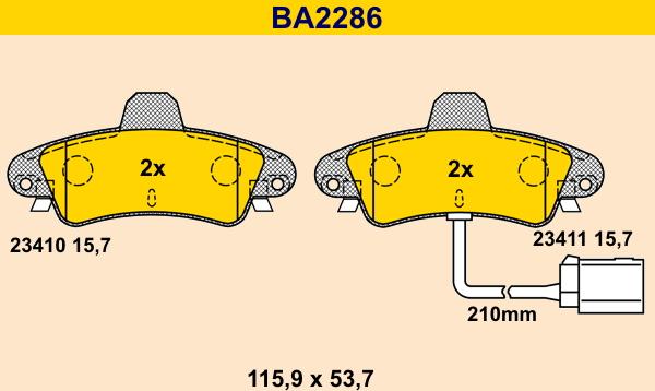 Barum BA2286 - Kit de plaquettes de frein, frein à disque cwaw.fr