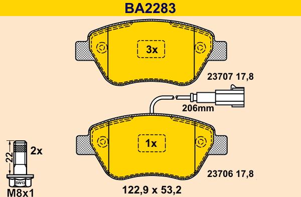 Barum BA2283 - Kit de plaquettes de frein, frein à disque cwaw.fr