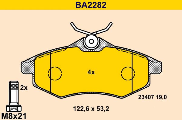 Barum BA2282 - Kit de plaquettes de frein, frein à disque cwaw.fr