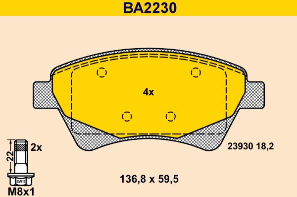 Barum BA2230 - Kit de plaquettes de frein, frein à disque cwaw.fr