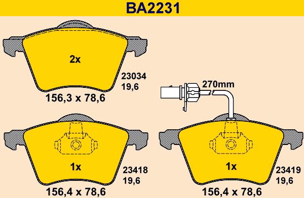 Barum BA2231 - Kit de plaquettes de frein, frein à disque cwaw.fr