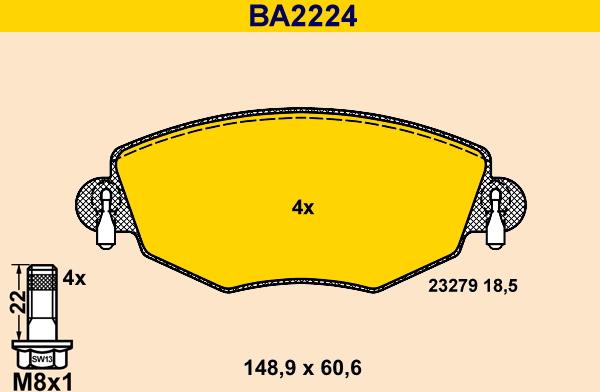 Barum BA2224 - Kit de plaquettes de frein, frein à disque cwaw.fr