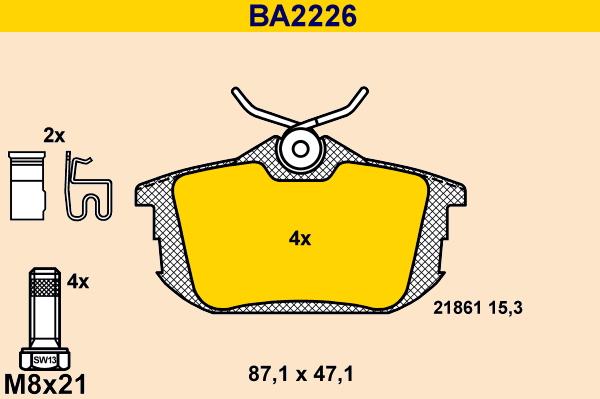 Barum BA2226 - Kit de plaquettes de frein, frein à disque cwaw.fr