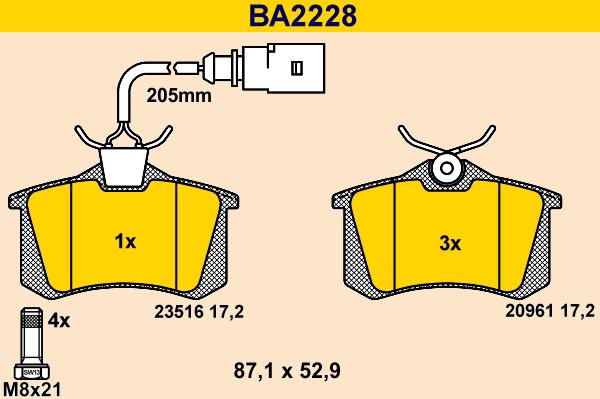 Barum BA2228 - Kit de plaquettes de frein, frein à disque cwaw.fr