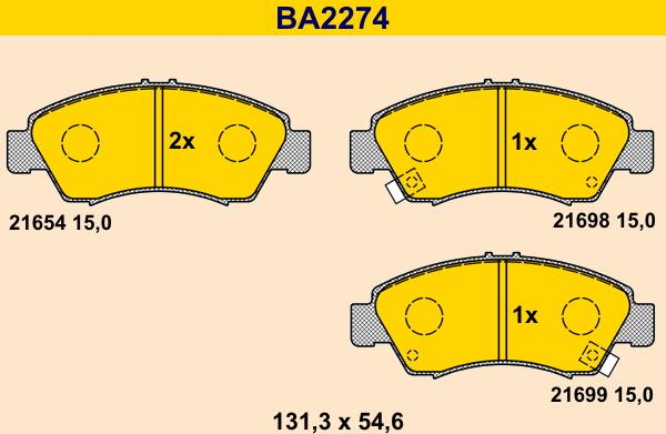 Barum BA2274 - Kit de plaquettes de frein, frein à disque cwaw.fr