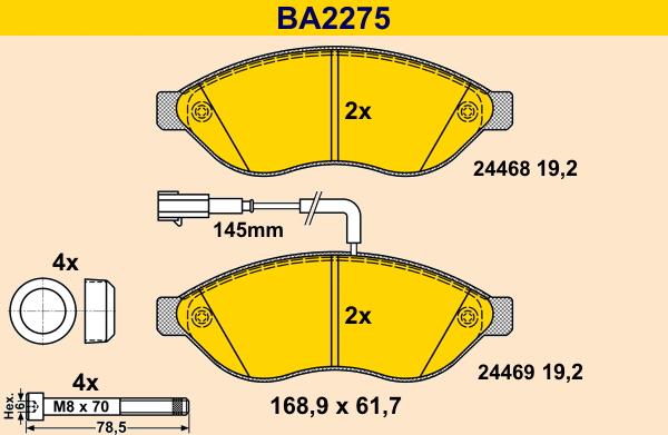 Barum BA2275 - Kit de plaquettes de frein, frein à disque cwaw.fr