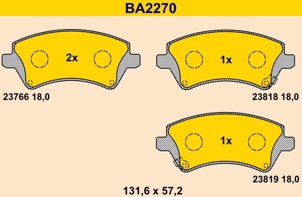 Barum BA2270 - Kit de plaquettes de frein, frein à disque cwaw.fr