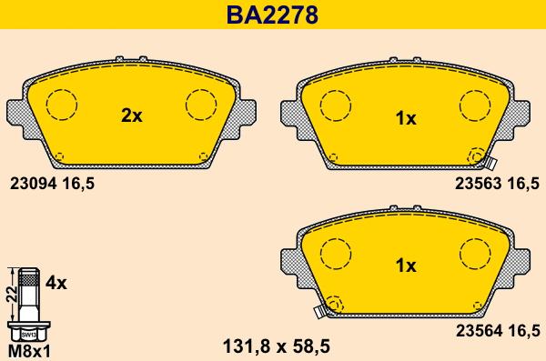 Barum BA2278 - Kit de plaquettes de frein, frein à disque cwaw.fr