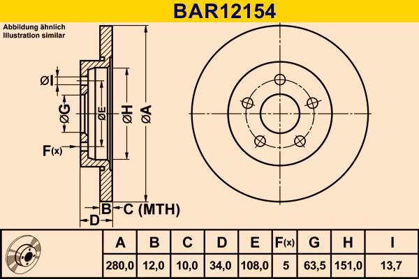 Barum BAR12154 - Disque de frein cwaw.fr