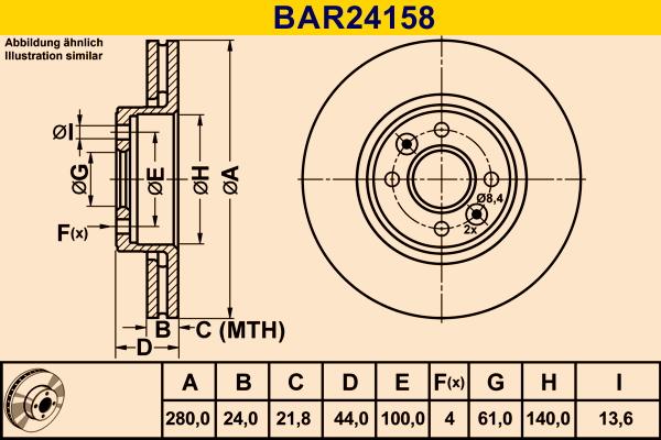 Barum BAR24158 - Disque de frein cwaw.fr