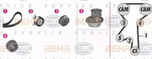 BEHR HELLA Service 8MP 376 809-841 - Pompe à eau + kit de courroie de distribution cwaw.fr