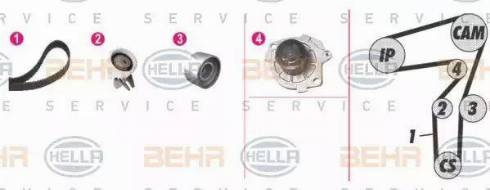 BEHR HELLA Service 8MP 376 806-881 - Pompe à eau + kit de courroie de distribution cwaw.fr