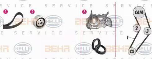 BEHR HELLA Service 8MP 376 801-881 - Pompe à eau + kit de courroie de distribution cwaw.fr