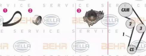 BEHR HELLA Service 8MP 376 808-841 - Pompe à eau + kit de courroie de distribution cwaw.fr